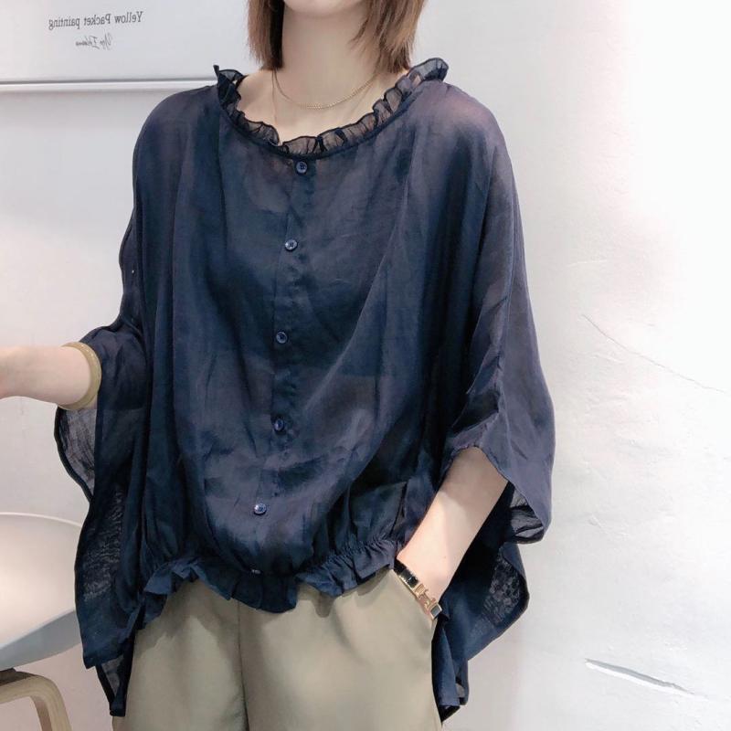 ・カテゴリ: シャツ・スタイル: カジュアル・素材: ポリエステル70%-80%・柄: ボーダー、無地・デザイン: ギャザー、ボタン、パッチワーク、ステッチ・ネックライン: クルーネック・袖丈: 半袖・袖型: レギュラースリーブ・シルエット: ルーズ・着丈: 通常（約50-65cm）・カラー展開: ブラック、ブルー・サイズ展開: M（推奨体重47.5-65kg）、L（推奨体重65-82.5kg）、XL（推奨体重82.5-105kg）