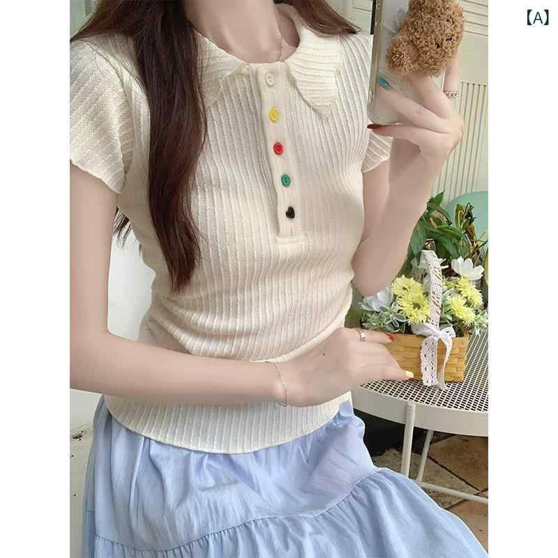 Tシャツ レディース 半袖 ポロシャツ ポロネック トップス 襟付き カットソー プルオーバー 細見え 着痩せ ギャザー シャーリング タック スクイーズ スリム フィット マルチカラー カラフル ボタン 伸縮性 カジュアル 春夏 putera-10304994 GRATIQUE MIEI サンプル画像2
