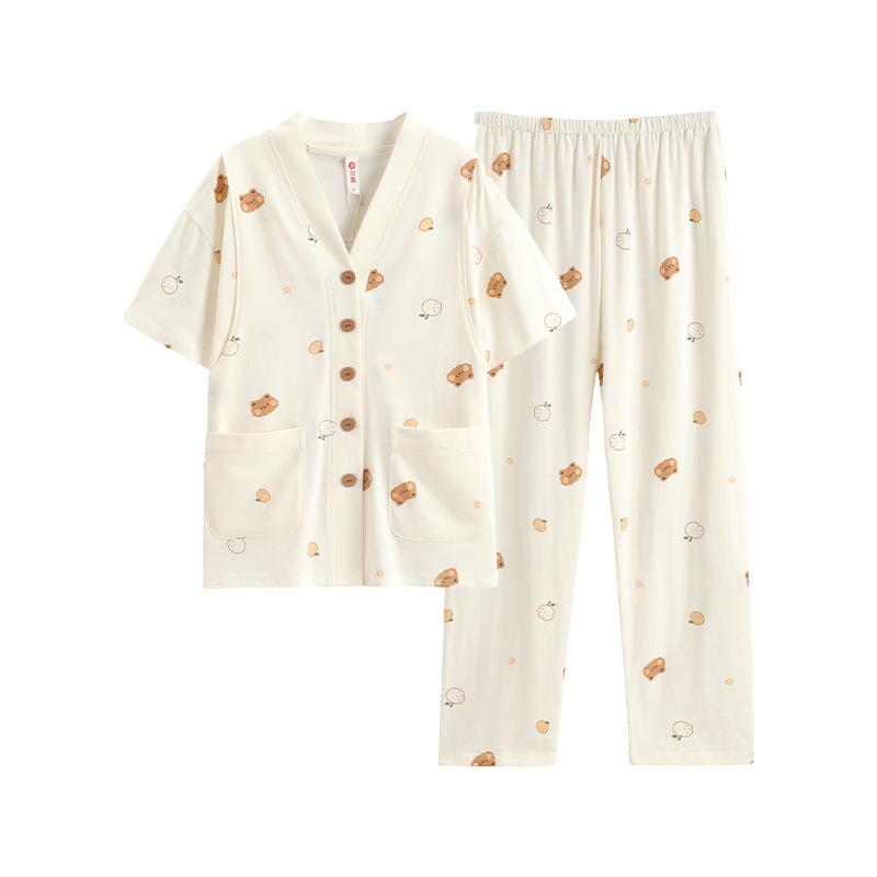 パジャマ レディース 綿 マタニティ 授乳服 ルームウェア 上下セット 半袖 長ズボン 産前 産後 部屋着 ゆったり 体型カバー 快適 吸湿通気 オールシーズン ナチュラル・素材名: 睡眠綿・スタイル: セットアップ・主な素材: 綿100%・袖丈: 三分袖・パンツ丈: 長ズボン・カラー: ベージュ・サイズ: M,L,XL,XXL,XXXL・テイスト: シンプルカジュアル・生地の厚さ: 普通(181-200g/平米)