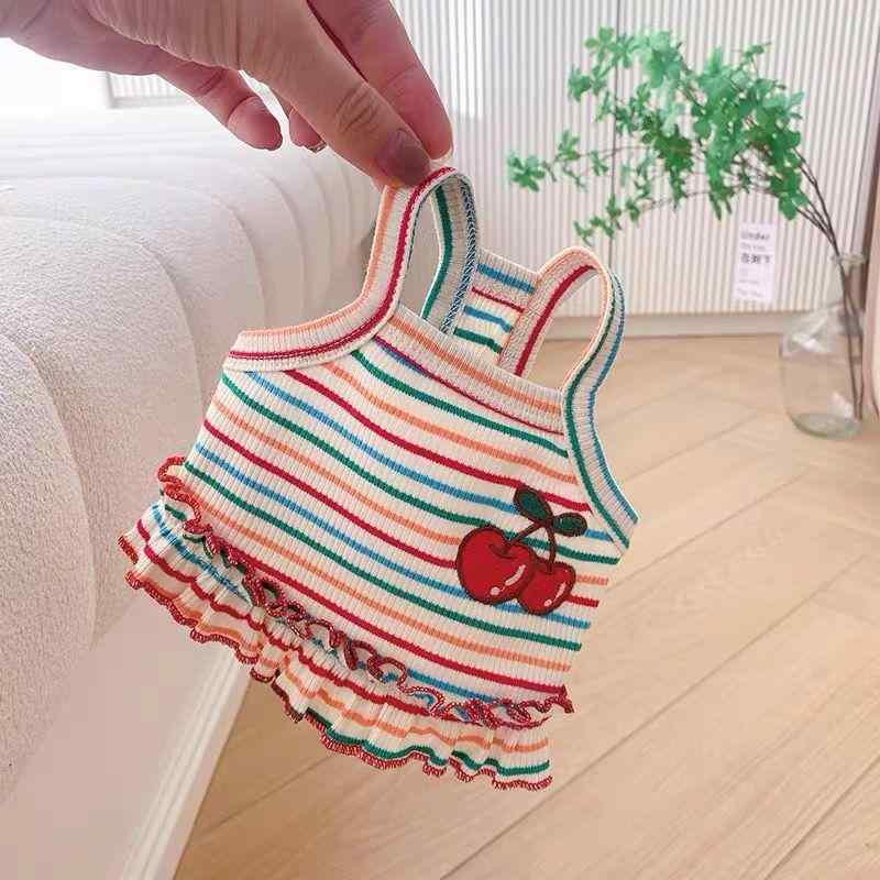 ペット 服 ペットウェア 男の子 女の子 オールシーズン レインボー ストライプ柄 タンク タンク 薄手 散歩 お出かけ ティーカッププードル ビションフリーゼ フレンチブルドッグ ポメラニアン マルチーズ 小型犬 中型犬 通気性 伸縮性