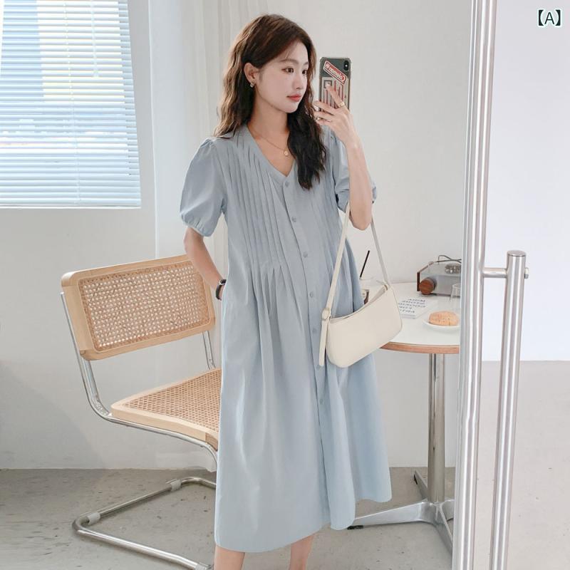 ワンピース マタニティ Vネック シャツワンピース ミディアム丈 妊婦服 おしゃれ ...