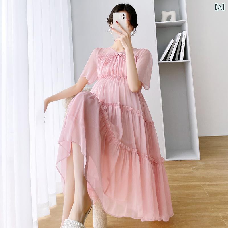 ワンピース レディース 妊婦服 マタニティ シフォン 韓国風 ファッション 夏