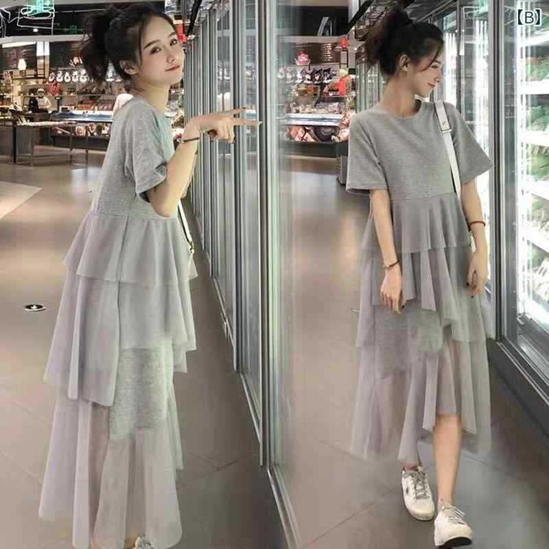マタニティ ワンピース レディース ロング丈 ミモレ丈 春夏 韓国ファッション おし...