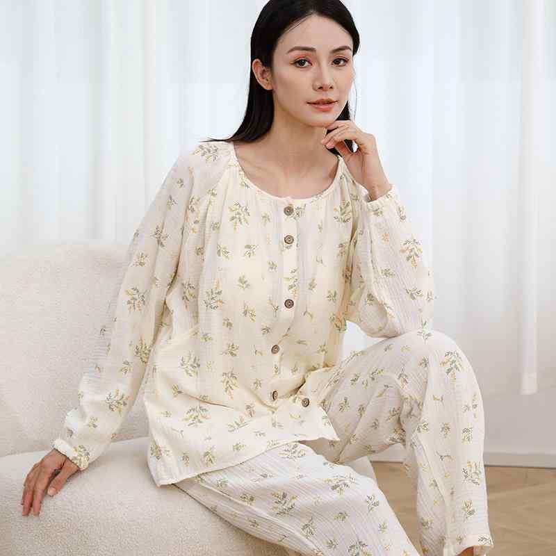 マタニティ パジャマ レディース 春秋 綿 長袖 授乳服 産後 妊婦 パジャマセット ...