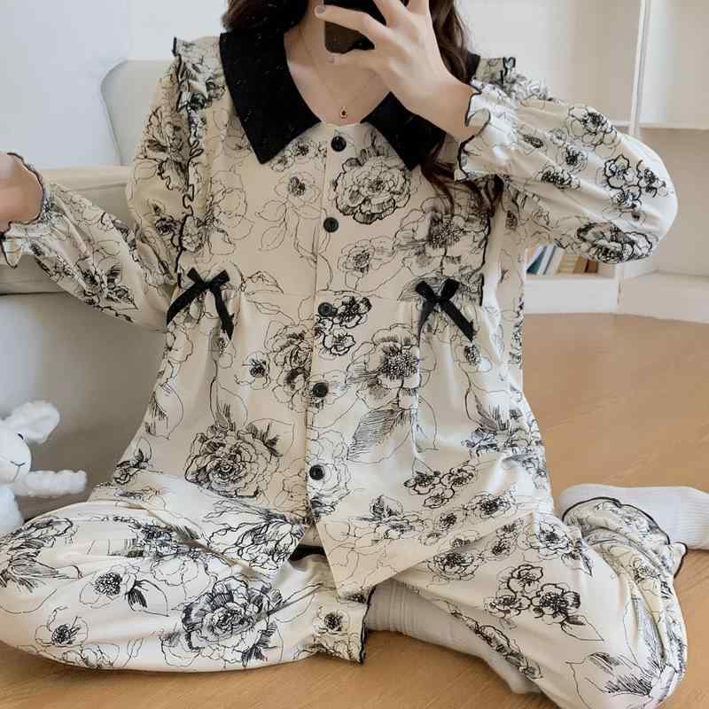 パジャマ レディース 妊婦 産後 授乳服 マタニティウェア 長袖 綿 上下セット ルームウェア ホームウェア 大きいサイズ 授乳 部屋着 普段使い 快適 シンプル コットン 春秋・素材: 綿90-95%・スタイル: セットアップ・トップス袖丈: 長袖・ボトムス丈: 長ズボン・スタイル: 奢華高貴・生地の厚さ: 161-180g/平米・カラー展開: 水墨画・サイズ展開: L,XL,2XL