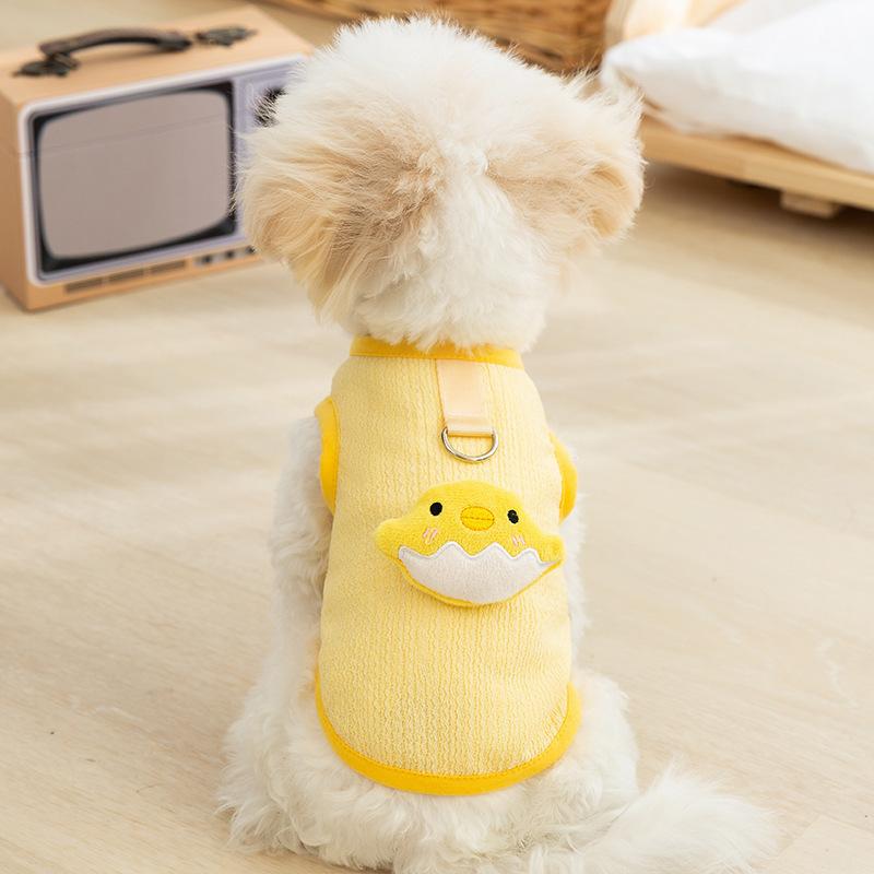 ペット服 ベスト 女の子 かわいい 立体ひよこ柄 リード穴付き 通気性 薄手 犬 猫 トイプードル 2本足 オールシーズン・カテゴリ: ペットウェア・対象性別: ユニセックス・カラー: 黄色小鶏・サイズ展開: XS（推奨体重0.5-1.5kg）,S（推奨体重1.25-2.5kg）,M（推奨体重2.5-4kg）,L（推奨体重4-5.5kg）,XL（推奨体重5.5-7.5kg）,XXL（推奨体重7.5-10kg）