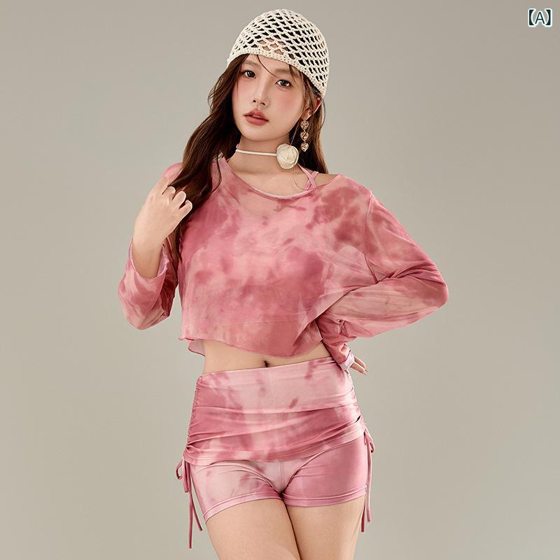 GRATIQUE MIEIの水着 レディース 3点セット セパレート 長袖 ラッシュガード 日焼け防止 タイダイ グラデーション 体型カバー 海 プール リゾート 大人かわいい｜アングル2