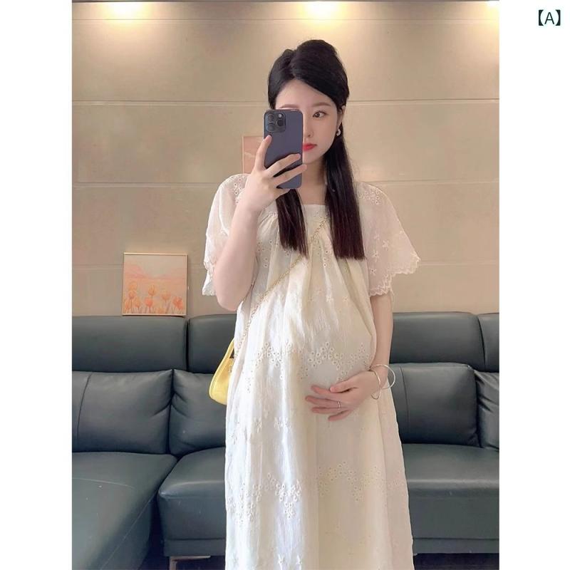 ワンピース レディース マタニティ 妊婦服 春夏 フレンチスタイル ロング丈 オーバ...