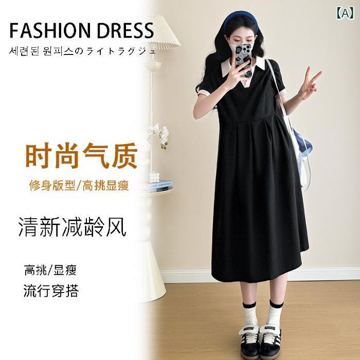 ワンピース レディース 妊婦 マタニティ 授乳服 春夏 襟付き Vネック ミモレ丈 綿 ...