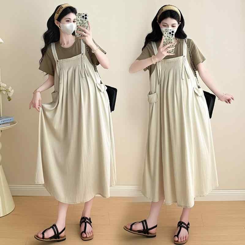 ワンピース レディース 妊婦服 フェイクレイヤード 重ね着風 ゆったり 体型カバー ...