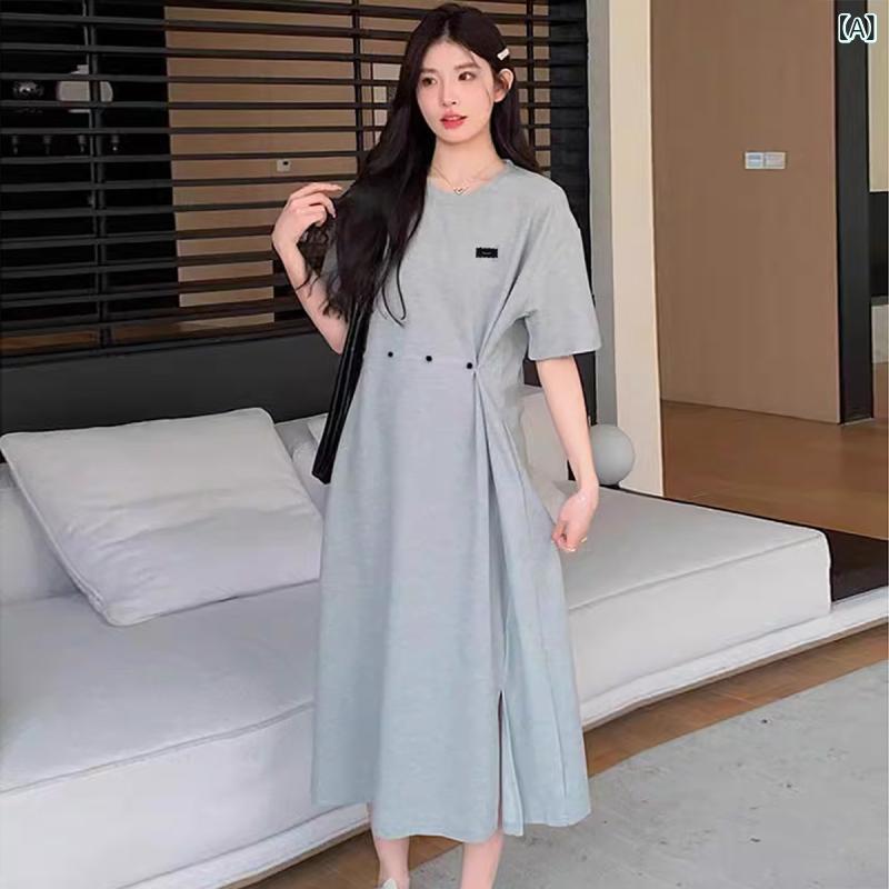 ワンピース マタニティ レディース 春夏 Tシャツ マキシ丈 遮肚 カジュアル 韓国風...