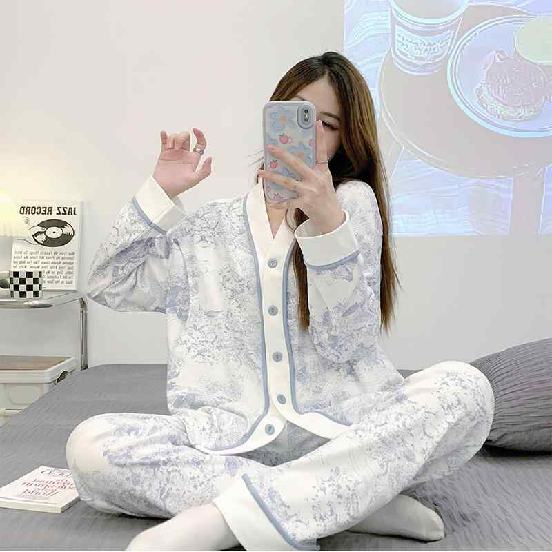 パジャマ レディース 産後 授乳服 春秋 綿100% 妊婦服 ルームウェア 部屋着 マタニティウェア 前開き 上下セット