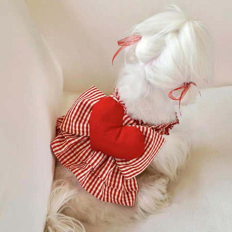 ペット用 ワンピース 女の子 犬用 牽引服 スカート リボン付き ビションフリーゼ トイプードル用 ファッション
