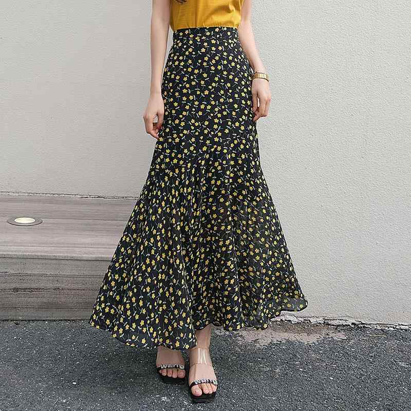 スカート レディース ロングスカート シフォン 花柄 不規則 ヘムライン フレア タイトスカート きれいめ 上品 清楚 大人かわいい フェミニン エレガント カジュアル デート お出かけ 春夏・柄: 碎花・製法: 拼接・素材: 雪紡・スカート型: A型・スカート丈: ロング・流行要素: ファスナー・カラー展開: 黒色底黄花1290,深藍底桔花1290-1・サイズ展開: S,M,L,XL,XXL,XXXL・スタイル: 田園風・カテゴリー: 半身スカート・伸縮性: 微弾