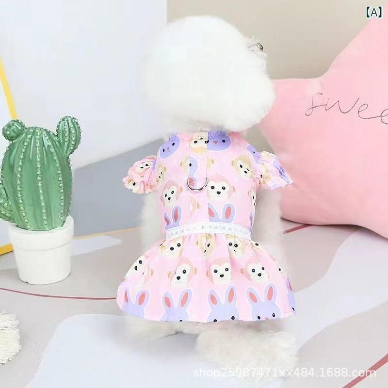 ペット服 ワンピース 女の子 犬 猫 春夏 薄手 紫外線対策 リード穴付き 脱げにくい カジュアル おしゃれ テディ ポメラニアン 小型犬
