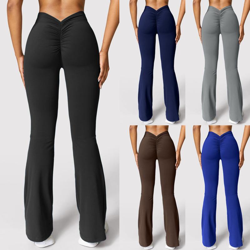 レギンス レディース ヨガパンツ 美脚 フレアパンツ スポーツウェア ハイウエスト ヒップアップ フィットネス 伸縮性 グレー オールシーズン 普段使い・カラー展開: グレー, ブラック, ロイヤルブルー, ネイビー, コーヒー・機能: シームレスカット・素材: ポリエステル・サイズ展開: S, M, L, XL, XXL・パンツ丈: ロング・対象: レディース