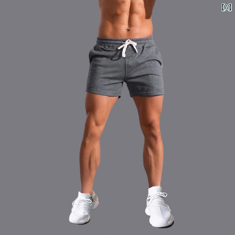 GRATIQUE MIEIのショートパンツ メンズ スポーツウェア 三分丈 短パン 綿混 ストレッチ 通気性 速乾性 伸縮性 フィット感 ジム トレーニング ランニング バスケットボール 無地｜アングル2