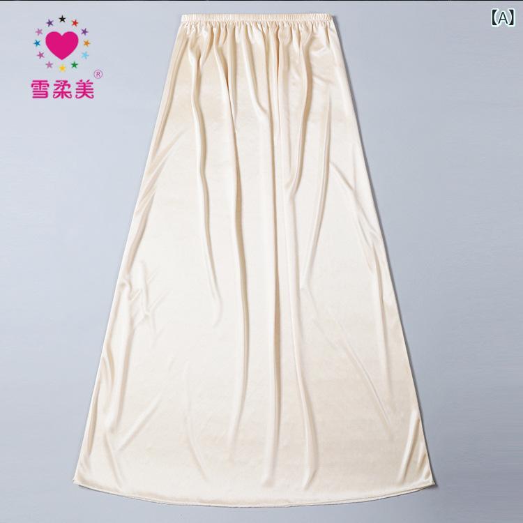 ロングスカート レディース 90cm丈 サテン インナー 防透け ペチコート 漢服 下着 薄手 吸湿速乾 絹風 光沢感 インナーウェア インナースカート 裾除け 無地 オールシーズン・カテゴリ: 半身裙・素材: 聚酯繊維(ポリエステル)90-95%・スタイル: カジュアル、日韓スタイル・スカートタイプ: フレアスカート・スカート丈: ロング丈・流行元素: 無地・カラー展開: カーキ、ブラック、ホワイト・サイズ展開: フリーサイズ・伸縮性: 中伸縮・スカート丈: 約90cm