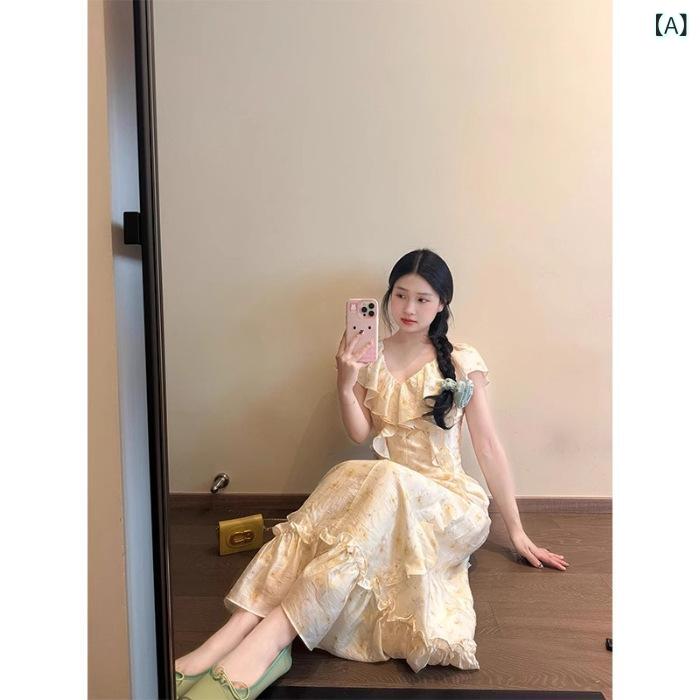 ワンピース レディース 春夏 フレンチガーリー Vネック 花柄 ティアード フレアスカート ウエストシェイプ デザイン マキシ丈 エレガント きれいめ 大人かわいい リゾート 海 ビーチ 休暇 putera-10336358 GRATIQUE MIEI サンプル画像2