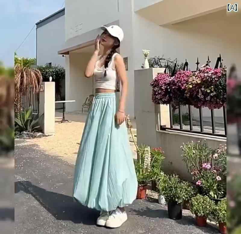 スカート レディース 春夏 ハイウエスト 花苞スカート Aライン バルーンスカート 膝丈 ミモレ丈 フレア ふんわり ボリューム感 ギャザー おしゃれ 可愛い カジュアル ガーリー 韓国ファッション スタイルアップ 着痩せ putera-10338587 GRATIQUE MIEI サンプル画像2