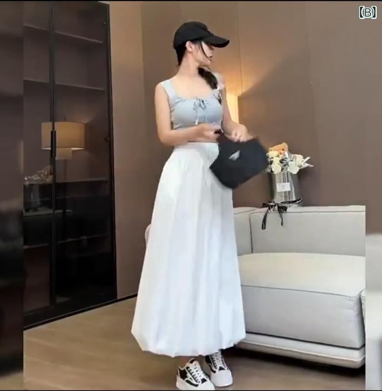 スカート レディース 春夏 ハイウエスト 花苞スカート Aライン バルーンスカート 膝丈 ミモレ丈 フレア ふんわり ボリューム感 ギャザー おしゃれ 可愛い カジュアル ガーリー 韓国ファッション スタイルアップ 着痩せ putera-10338587 GRATIQUE MIEI サンプル画像3