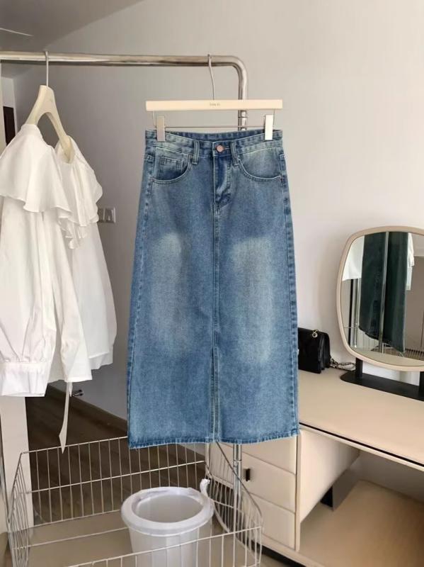 デニムスカート レディース Aラインスカート ハイウエスト ミディ丈 ヴィンテージ風 ロングスカート スリット入り 大きいサイズ おしゃれ カジュアル・パターン: その他・加工: 拼接・生地名: 綿・主な素材: 綿・スカート型: Aライン・スカート丈: ミモレ丈・流行要素: スリット・カラー展開: ヴィンテージカラー・サイズ展開: S,M,L,XL,2XL,3XL,4XL,5XL・スタイル: カジュアル・スカートの種類: スカート・伸縮性: 微弾性
