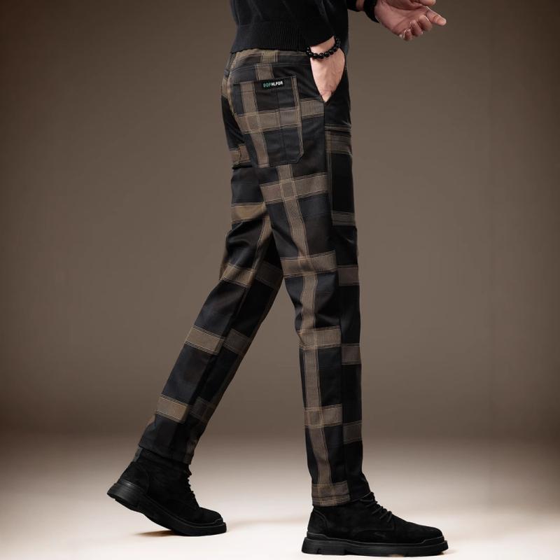 ロングパンツ メンズ チェック柄 裏起毛 厚手 スリム ストレート ビジネス 普段使い カジュアル 秋冬 暖かい ズボン putera-10349261 GRATIQUE MIEI パッケージ画像