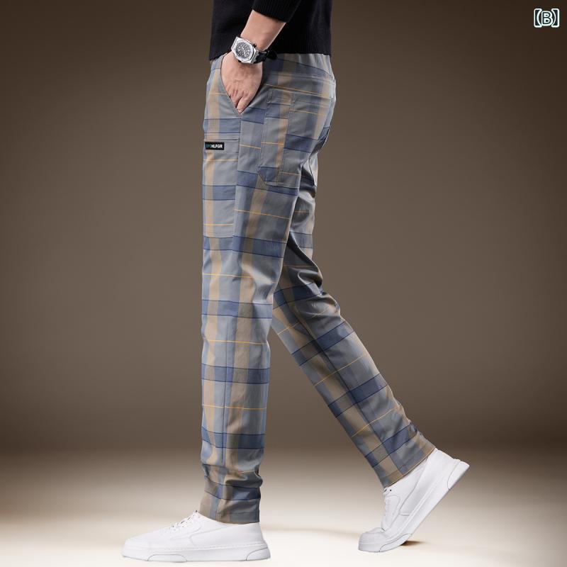 ロングパンツ メンズ チェック柄 裏起毛 厚手 スリム ストレート ビジネス 普段使い カジュアル 秋冬 暖かい ズボン putera-10349261 GRATIQUE MIEI サンプル画像3