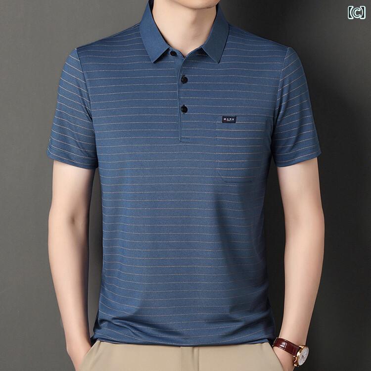 Tシャツ メンズ 半袖 接触冷感 ストライプ トップス ポケット付き 40代 父の日 シニア 高級感 オールシーズン putera-10351780 GRATIQUE MIEI サンプル画像3