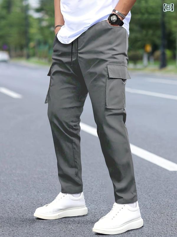 ロングパンツ メンズ カーゴパンツ 綿 ストレート 紐 ドローストリング マルチポケット カジュアル ボトムス ズボン アメカジ ストリート ワークパンツ オールシーズン putera-10353317 GRATIQUE MIEI サンプル画像3