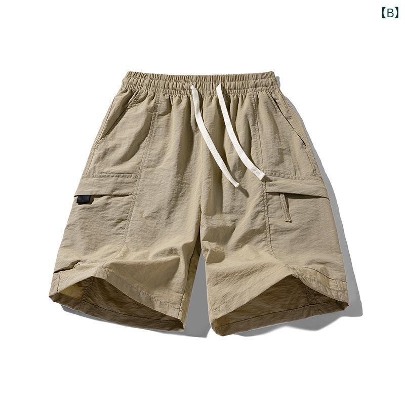 GRATIQUE MIEIのショートパンツ メンズ ナイロン 接触冷感 カーゴ 普段使い カジュアル ゆったり ルーズフィット 春夏 ブラック 無地 シンプル 軽い 速乾性 ストレッチ性 ワーク アウトドア スポーツ トレンド おしゃれ ボトムス｜アングル3