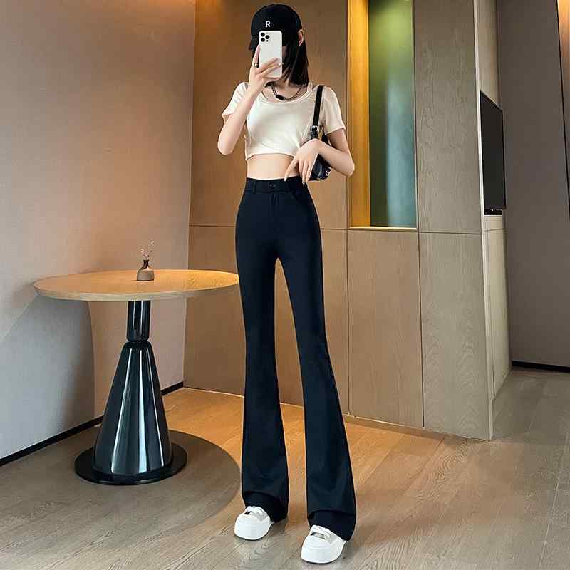 ロングパンツ レディース ズボン ブラック ハイウエスト 美脚 微フレアパンツ 接触冷感 薄手 仕事用 オフィス カジュアル putera-10358317 GRATIQUE MIEI パッケージ画像
