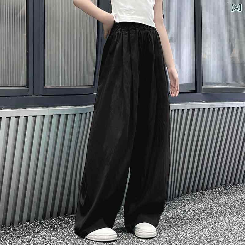 ロングパンツ キッズ 女の子 ハイウエスト ワイドパンツ 涼感 接触冷感 虫除け 快適 普段使い おしゃれ ナチュラル - 2