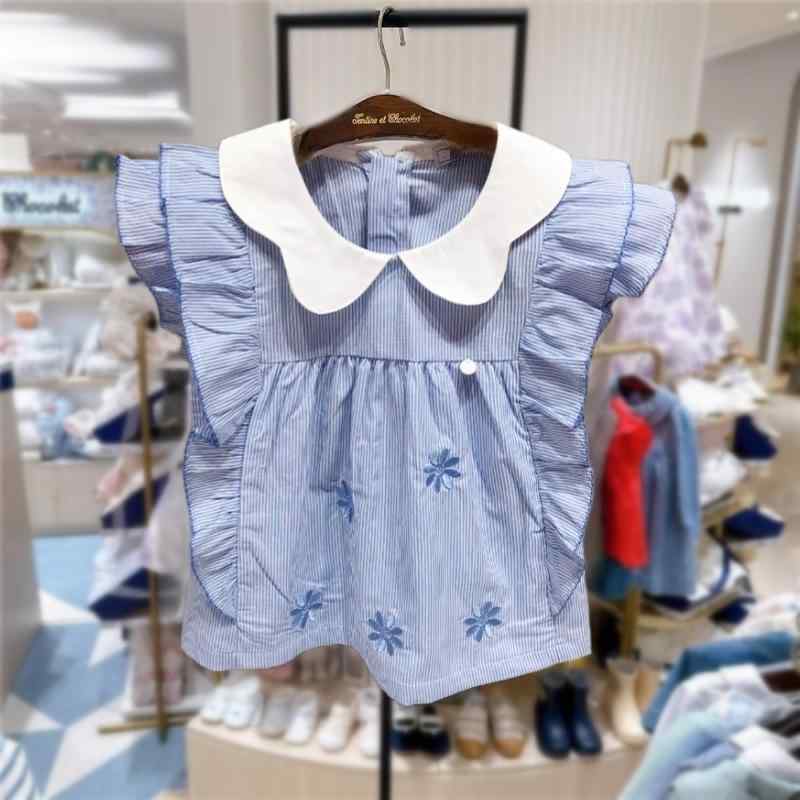 Tシャツ 女の子 襟付き フリル スカート風 トップス 韓国風 子供服 春夏 カジュアル 通学 お出かけ おしゃれ かわいい コーデ キッズウェア 重ね着風 ガーリー 上品 シンプル フレア・カテゴリ: キッズTシャツ・スタイル: 韓国風・性別: 女児・フード: なし・袖丈: 半袖・対象年齢: 3〜8歳(100〜140cm)・面料加工: 柔軟加工・柄: ボーダー・元素: かわいい・素材: 綿80%・安全規格: B類・襟型: 襟付き・カラー展開: ブルー,ホワイト・サイズ展開: 90cm,100cm,110cm,120cm,130cm