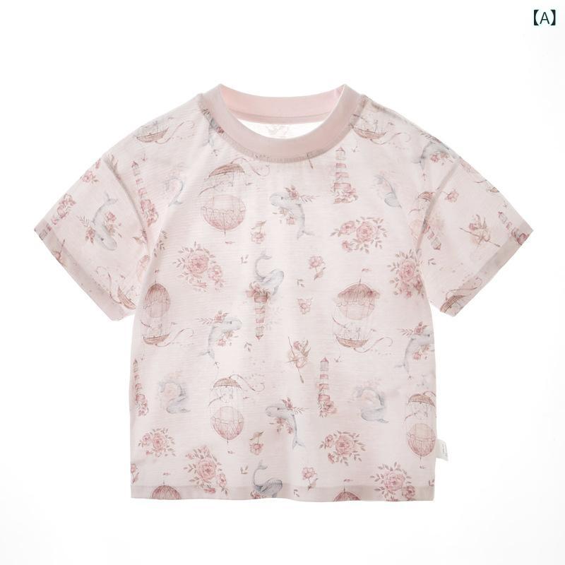 Tシャツ キッズ 女の子 男の子 ベビー 半袖 トップス インナー カットソー 可愛い シンプル オールシーズン 子供服・性別: 男女兼用・スタイル: 個性・フード: なし・袖丈: 半袖・対象年齢: 1〜3歳（80〜100cm）・生地加工: 柔軟加工・柄: アニマル・要素: プリント・生地名称: 綿・素材: 綿100%・安全等級: A類・ネックライン: クルーネック・機能: 吸湿速乾・カラー展開: 鯨躍ピンク蔓、萌動パーティー、熱帯雨林、深海秘境、藤間リス、田園カボチャ、スイートオレンジ・サイズ展開: 80cm（肩開きボタン）、90cm（肩開きボタン）、100cm（プルオーバー）、110cm（プルオーバー）、120cm（プルオーバー）・製品カテゴリ: キッズTシャツ