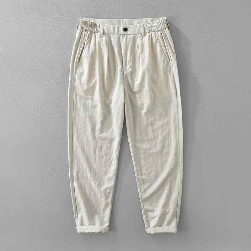 ロングパンツ メンズ ゆったり 綿麻 ストレートパンツ パンツ レトロ カジュアル ナチュラル シンプル 無地 快適 ボトムス オールシーズン 普段着 お出かけ