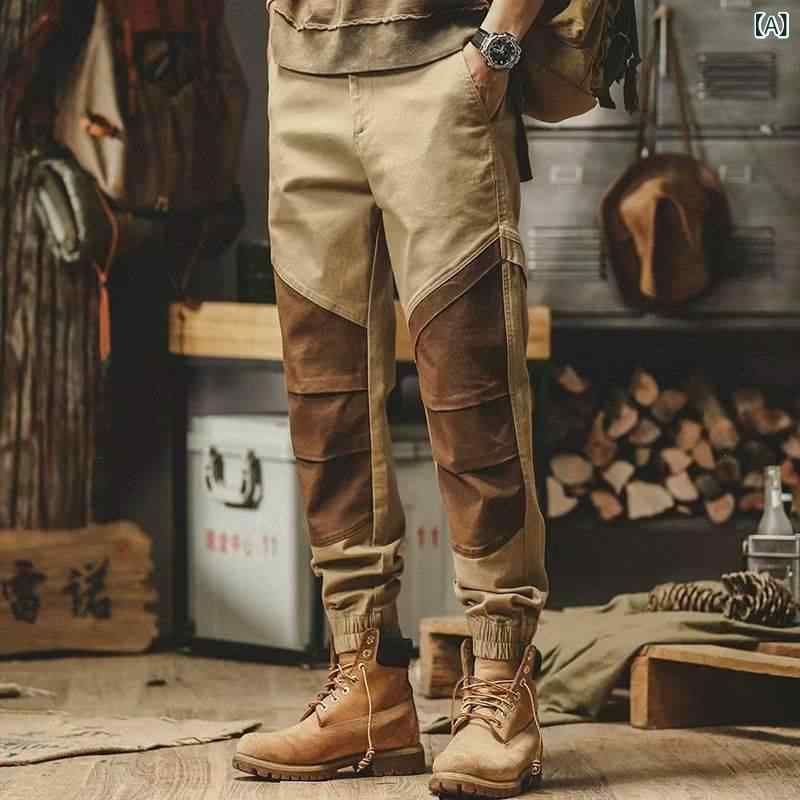 カーゴパンツ メンズ 春秋 ヴィンテージ風 ジョガーパンツ ワークパンツ 大きいサイズ アメカジ カジュアル 長パンツ ストリート