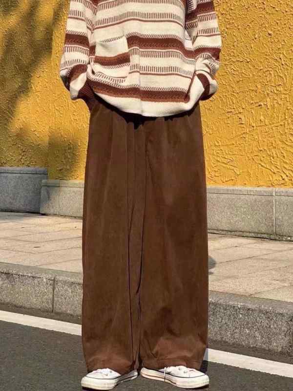 パンツ メンズ ズボン コーデュロイ ワイドパンツ ストレート ワークパンツ レトロ ヴィンテージ風 カジュアル ゆったり ストリート 港風