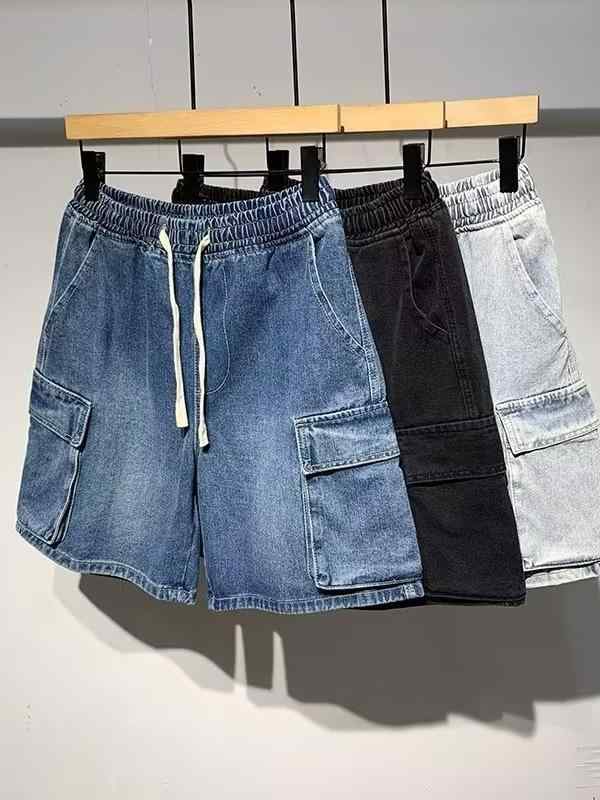 ショートパンツ メンズ デニム ワークパンツ 五分丈 カジュアル ワイドシルエット ゆったり 膝丈 ウェストゴム アウトドア 普段使い オールシーズン