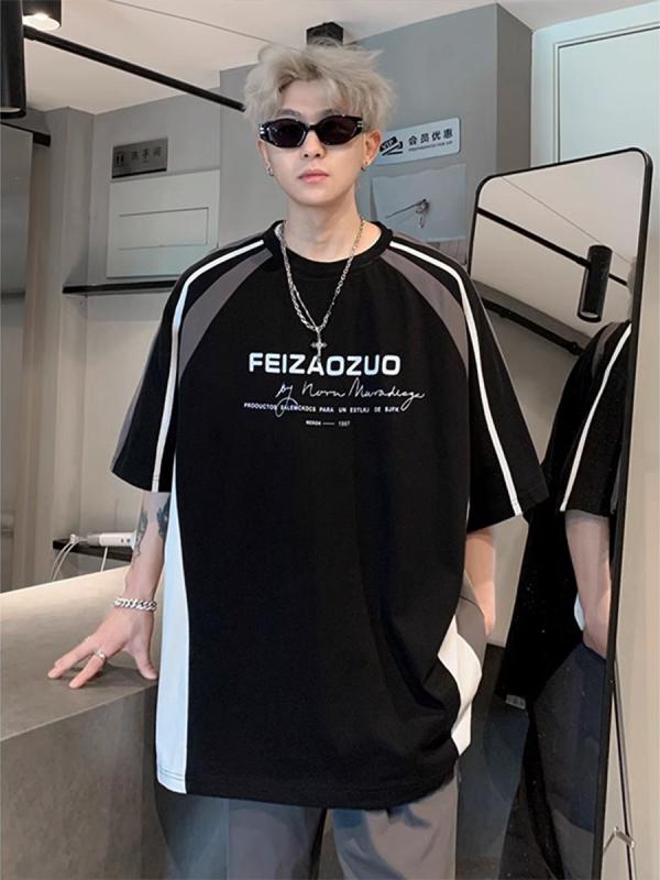 Tシャツ メンズ 半袖 ラグラン 五分袖 アメリカン カジュアル 撞色 バイカラー バイカー バイカーファッション おしゃれ かっこいい ストリート 春夏