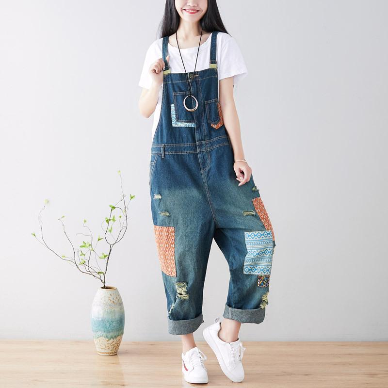 サロペット レディース オーバーオール デニム パンツ ダメージ加工 ワイドパンツ ストリート系 ゆったり 古着風 ウォッシュ加工 ジーンズ ロングパンツ ジーパン ボトムス オールシーズン カジュアル