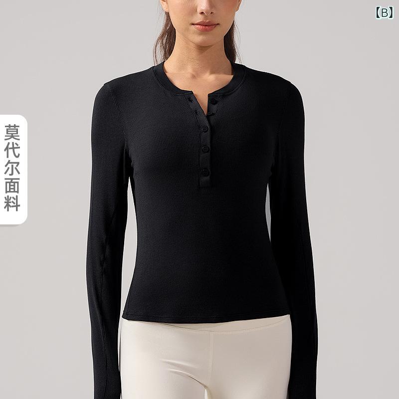 Tシャツ レディース ヨガウェア ヨガトップス トップス 長袖 チュニック カットソー ヘンリーネック 裸感 通気性 吸湿速乾 防臭 スリム フィットネス ジム ランニング 伸縮性 ストレッチ スポーツウェア 運動 putera-10389674 GRATIQUE MIEI サンプル画像3