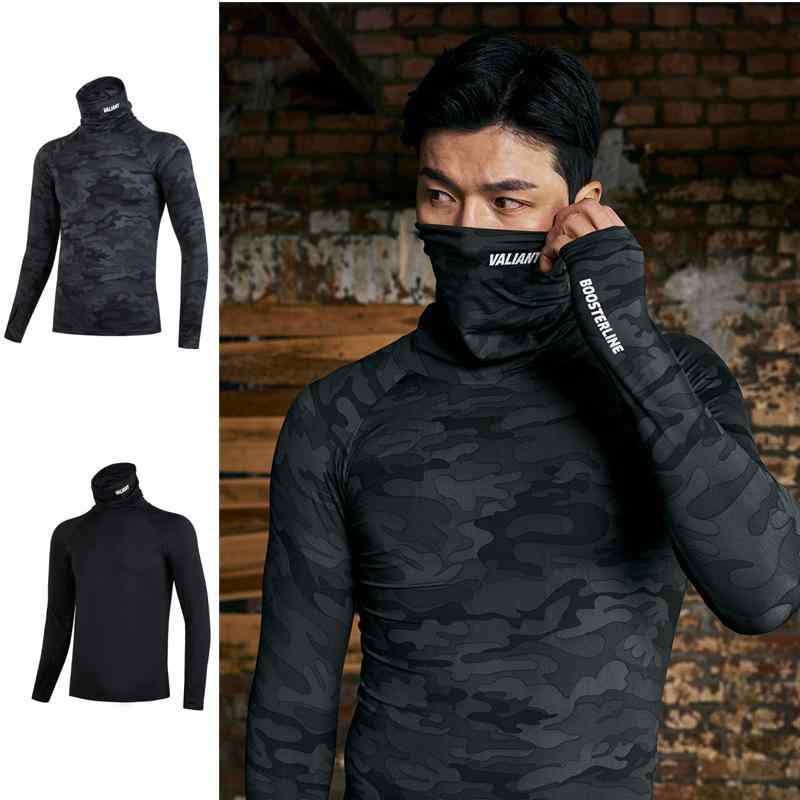 Tシャツ メンズ 長袖 緊縮 トップス スポーツウェア 圧縮 弾力性 フィットネス ランニング ウェア 吸湿速乾 インナー ハイネック 運動用 トレーニング ウェア アンダーシャツ ジム 伸縮性 ストレッチ 普段使い・カテゴリ: フィットネスウェア・対象性別: メンズ・柄: 迷彩・素材: ポリエステル90%・対応シーン: ランニング、フィットネス、サイクリング、登山、アウトドア、球技各種・カラー展開: ブラック、迷彩、ブラック（ロゴなし）、迷彩（ロゴなし）・サイズ展開: M、L、XL、XXL