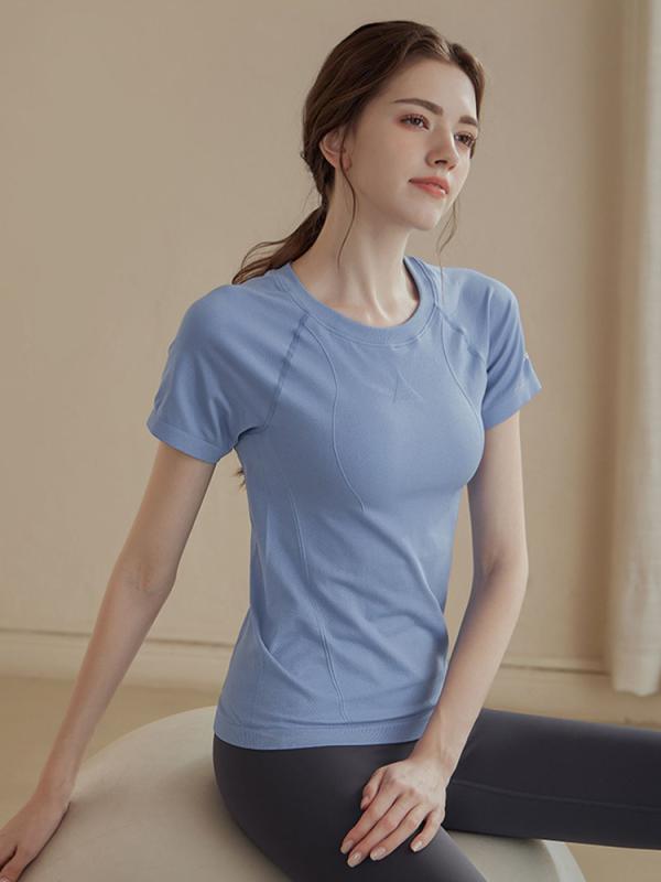 Tシャツ レディース 半袖 トップス チュニック カットソー ティーシャツ プルオーバー ヨガウェア 瑜伽服 スポーツウェア フィットネス 運動着 陸上 ランニングウェア ウォーキング ジム ジョギング 伸縮性 吸湿速乾 通気性 痩せて見える 細見え