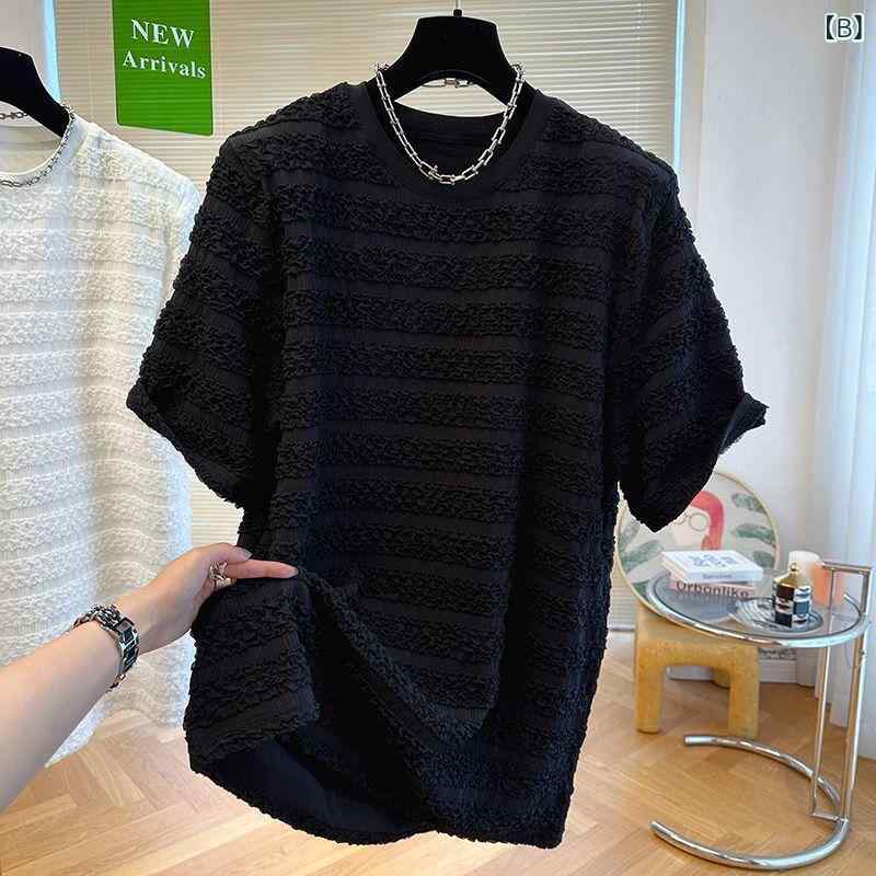 GRATIQUE MIEIのTシャツ レディース カットソー 半袖 チュニック レース ギャザー プリーツ パフスリーブ 肩パッド付き ルーズ ゆったり トップス カジュアル おしゃれ かわいい 無地 クルーネック ラウンドネック ホワイト｜アングル3