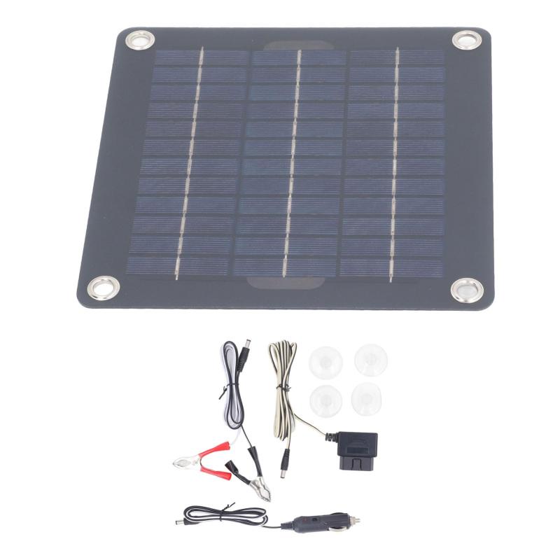 TOPINCN ソーラーバッテリー充電キット 12V 18V出力 10W ソーラーパネル充電器 ポータブルバッテリー充電対応 キャンプ 防災 電源確保用