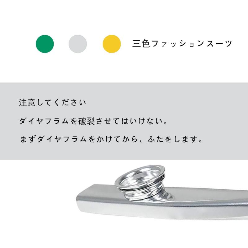 GRATIQUE MIEIのBRIIKPP メタルカズー 3枚付き 独奏でき メッキ Kazoo 振動膜 音楽愛好者向 管楽器 （緑 金 銀）｜アングル3
