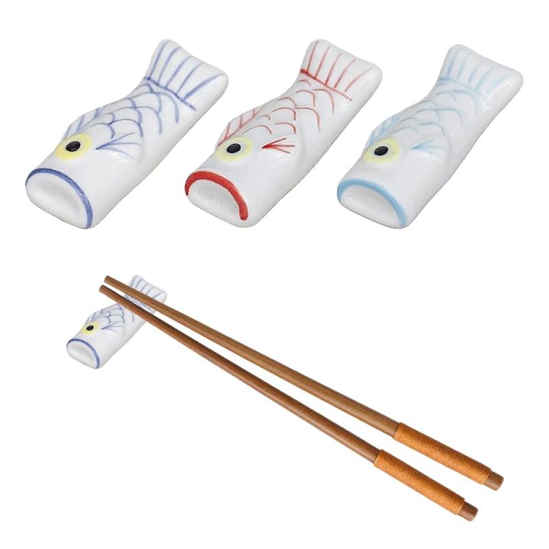 WIOOYIUU 箸置き3個セット陶器製魚デザイン和風カトラリーレスト箸置きかわいい食卓用