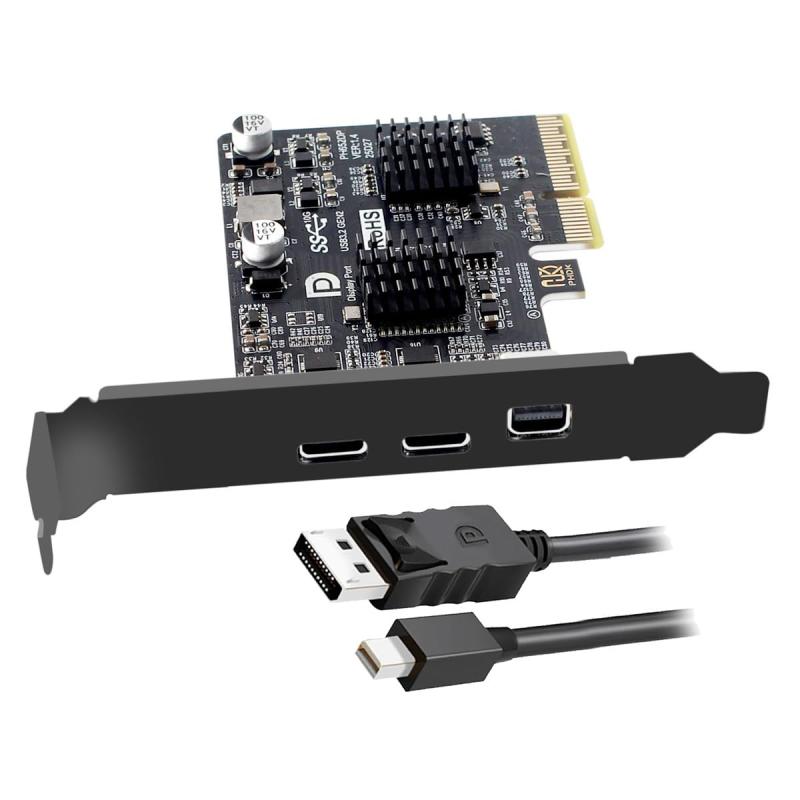 CY カード Type-A USB3.0 バックパネルソケット & デュアル USB3.1 Type-C USB-C - PCI-E Express カードアダプター ASM3142 VL822