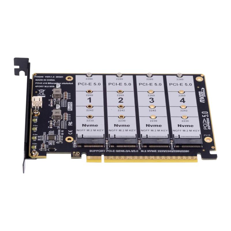 Cablecc PCIE Express 5.0 Gen5 Gen4 X16 取り外し可能な分岐レイドカードから4X NVME M.2 NGFF SSD VROC Raid0ハイパーアダプター。